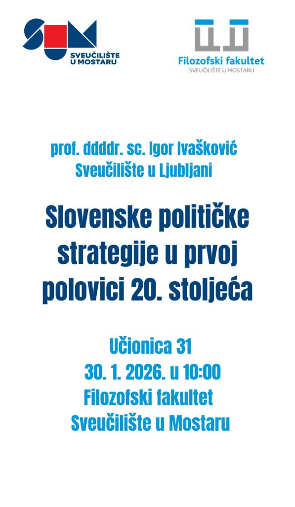 Najava predavanja o slovenskim političkim strategijama u prvoj polovici 20. stoljeća