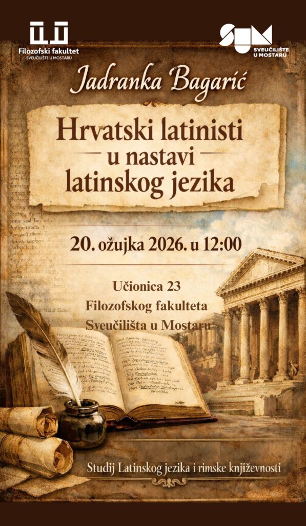 Najava predavanja Hrvatski latinisti u nastavi latinskoga jezika